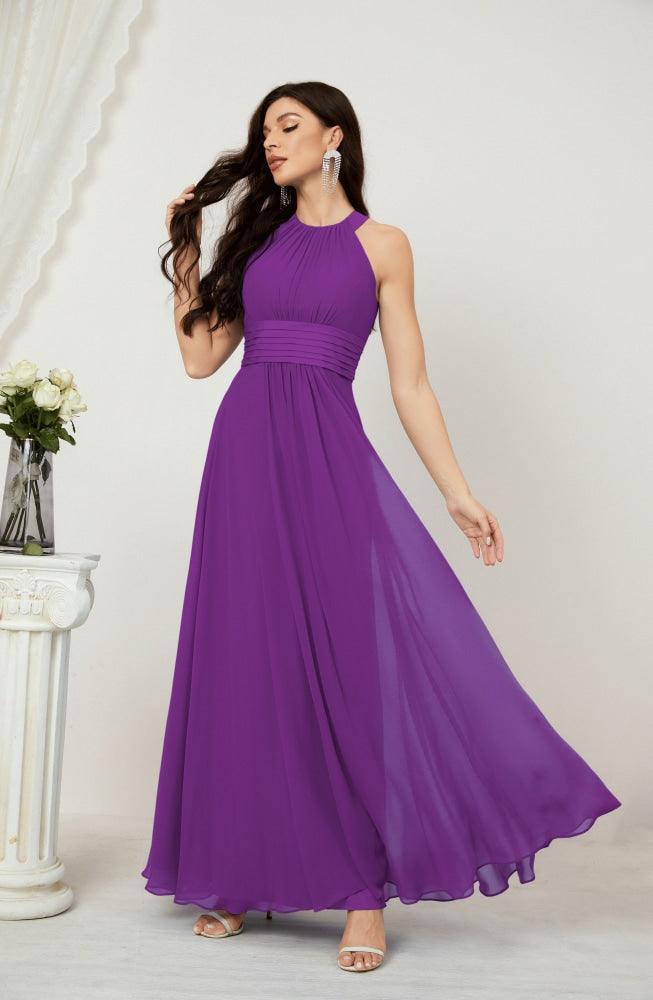 Robe de soirée formelle Baoleely en mousseline de soie, col licou, longue, sans manches, robe de demoiselle d'honneur 2802 