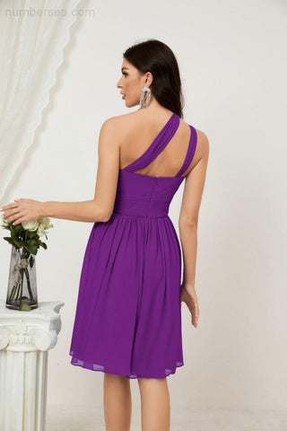 Vestido corto de gasa con un solo hombro para dama de honor de mujer Baoleely, ideal para fiestas y eventos formales como el baile de bienvenida (modelo 2804).