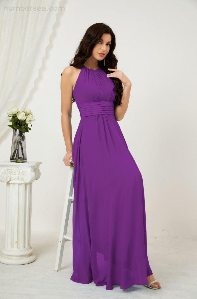 Robe de soirée formelle Baoleely en mousseline de soie, col licou, longue, sans manches, robe de demoiselle d'honneur 2802 