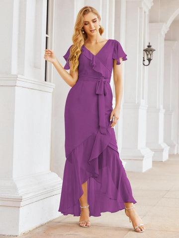 Vestidos de dama de honor Baoleely con volantes, estilo sirena, para fiestas formales, vestidos de noche, bailes de graduación y vestidos de violín 28042