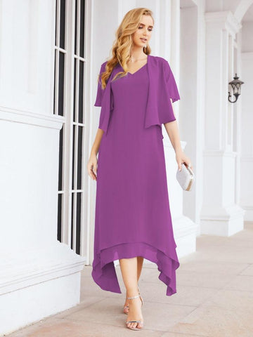 Vestido de fiesta formal de dos piezas corte A para la madre de la novia Sunderly SY28073