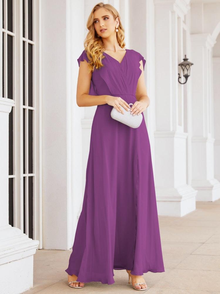 Robe de demoiselle d'honneur Sunnderly, robe de bal formelle à cape, robe dos nu pour la mère de la mariée SY28058 