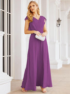 Robe de demoiselle d'honneur Sunnderly, robe de bal formelle à cape, robe dos nu pour la mère de la mariée SY28058 