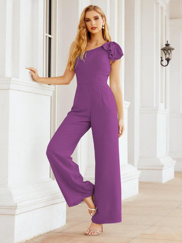 Baoleely Women's One Shoulder Long Jumpsuit Formal Evening Dress Long Bridesmaid Dresses Pants Wedding Party 28034