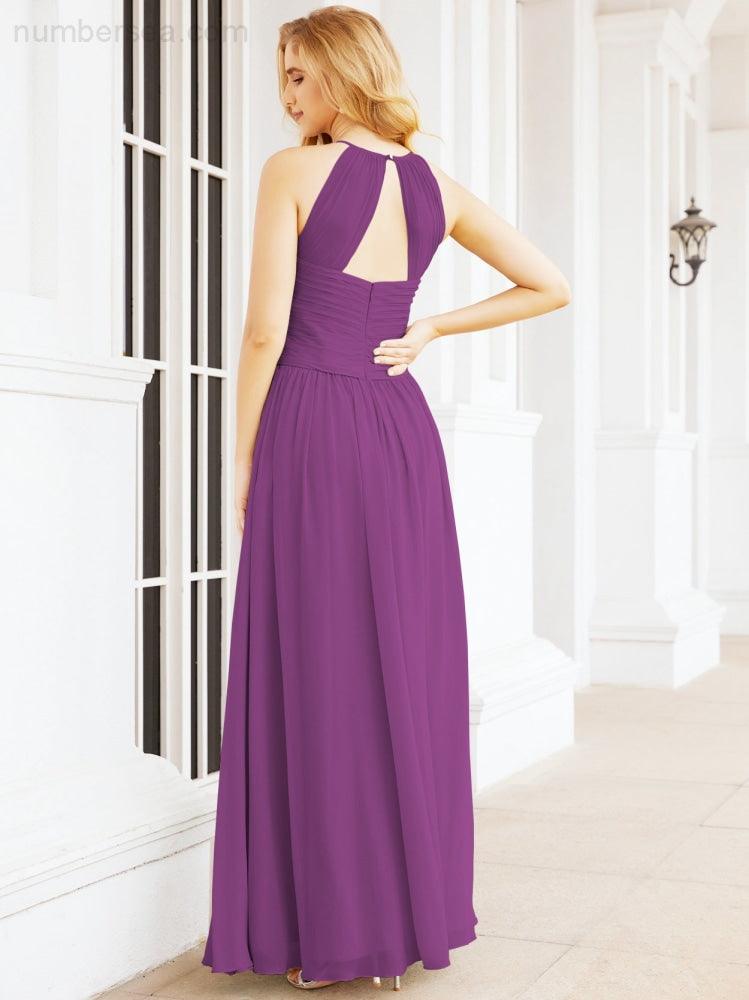 Baoleely Sleeveless Bridesmaid Dresses Long Prom Gown Zipper with Keyhole Back 28056