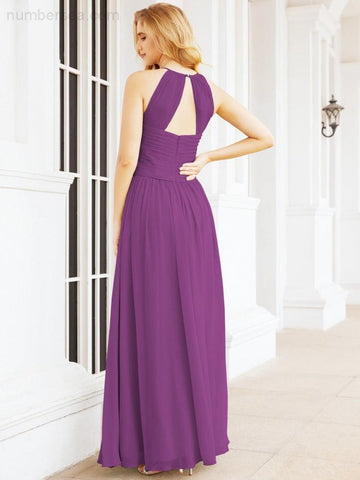 Baoleely Sleeveless Bridesmaid Dresses Long Prom Gown Zipper with Keyhole Back 28056