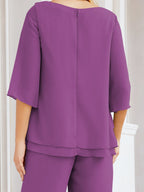 Baoleely Élégante robe mère de la mariée 2 pièces, grande taille, pantalon, volants, couches argentées, peignoir 28064