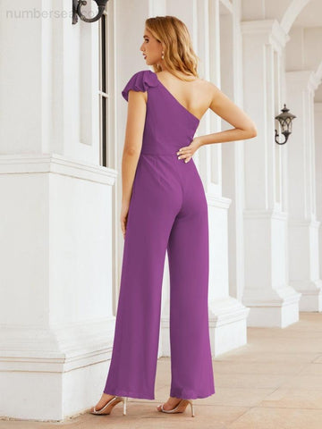Baoleely Women's One Shoulder Long Jumpsuit Formal Evening Dress Long Bridesmaid Dresses Pants Wedding Party 28034