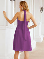 Robe de demoiselle d'honneur courte en mousseline de soie, dos nu, sans manches, robe de soirée formelle, dos nu, Baoleely 28023 