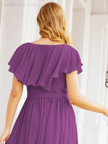 Vestidos de dama de honor con mangas abullonadas para fiesta formal de noche y graduación 28044 