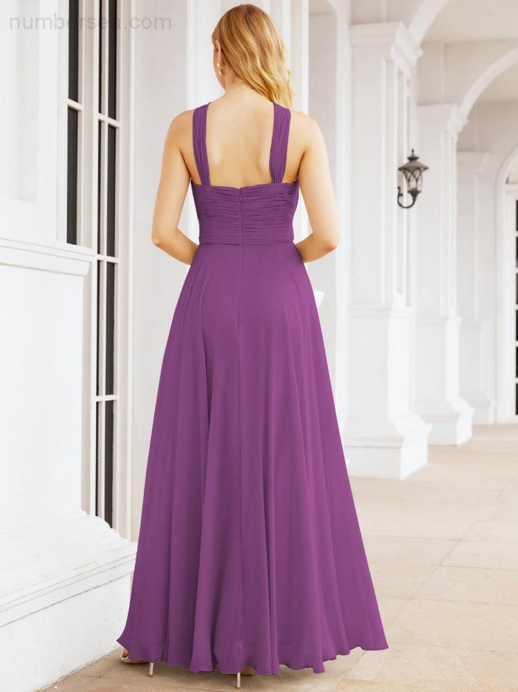Baoleely Crisscross Halter Bridesmaid Dresses for Party Wedding Evening Prom Maxi Ball Gowns 28053