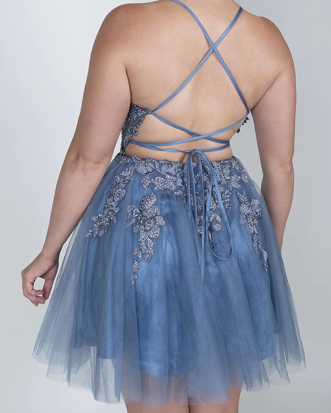 Vestido corto de fiesta de bienvenida con apliques de tul rosa rubor de corte línea A