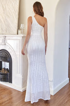 Robe de bal sirène à sequins asymétrique