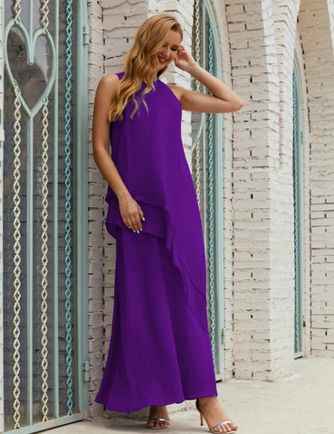 Vestido largo de gasa de talla grande para la madre de la novia, vestido de gala para dama de honor, vestido de graduación SY28019