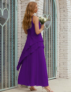Vestido largo de gasa de talla grande para la madre de la novia, vestido de gala para dama de honor, vestido de graduación SY28019