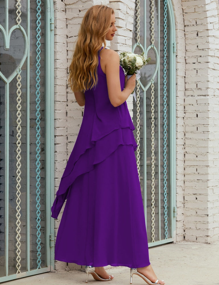 Vestido largo de gasa de talla grande para la madre de la novia, vestido de gala para dama de honor, vestido de graduación SY28019