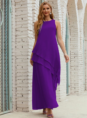 Vestido largo de gasa de talla grande para la madre de la novia, vestido de gala para dama de honor, vestido de graduación SY28019