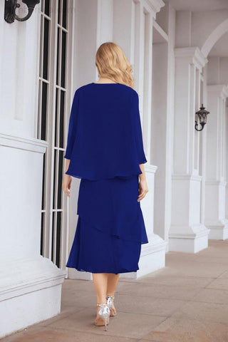 Vestido de fiesta formal de dos piezas corte A para la madre de la novia Sunderly SY28072