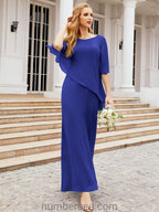 Vestido largo de fiesta formal Sunderly para la madre de la novia con capa de volantes SY28026