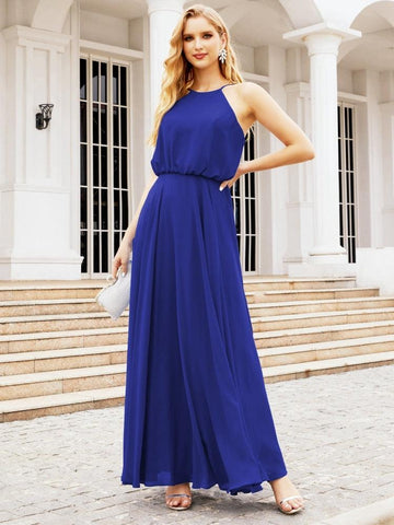 Vestido largo de dama de honor Baoleely con cuello halter, corte A, estilo formal, para jóvenes, modelo 28029