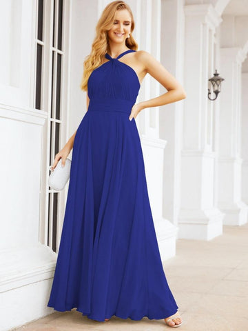 Baoleely Crisscross Halter Bridesmaid Dresses for Party Wedding Evening Prom Maxi Ball Gowns 28053