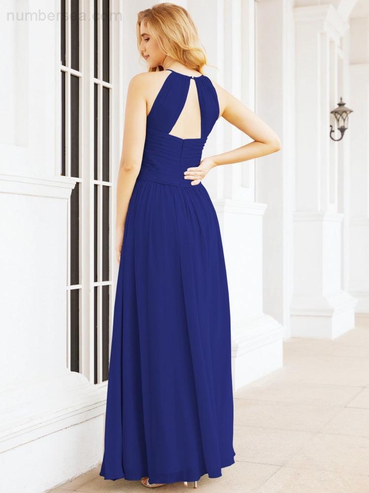 Baoleely Sleeveless Bridesmaid Dresses Long Prom Gown Zipper with Keyhole Back 28056