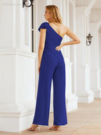 Baoleely Women's One Shoulder Long Jumpsuit Formal Evening Dress Long Bridesmaid Dresses Pants Wedding Party 28034