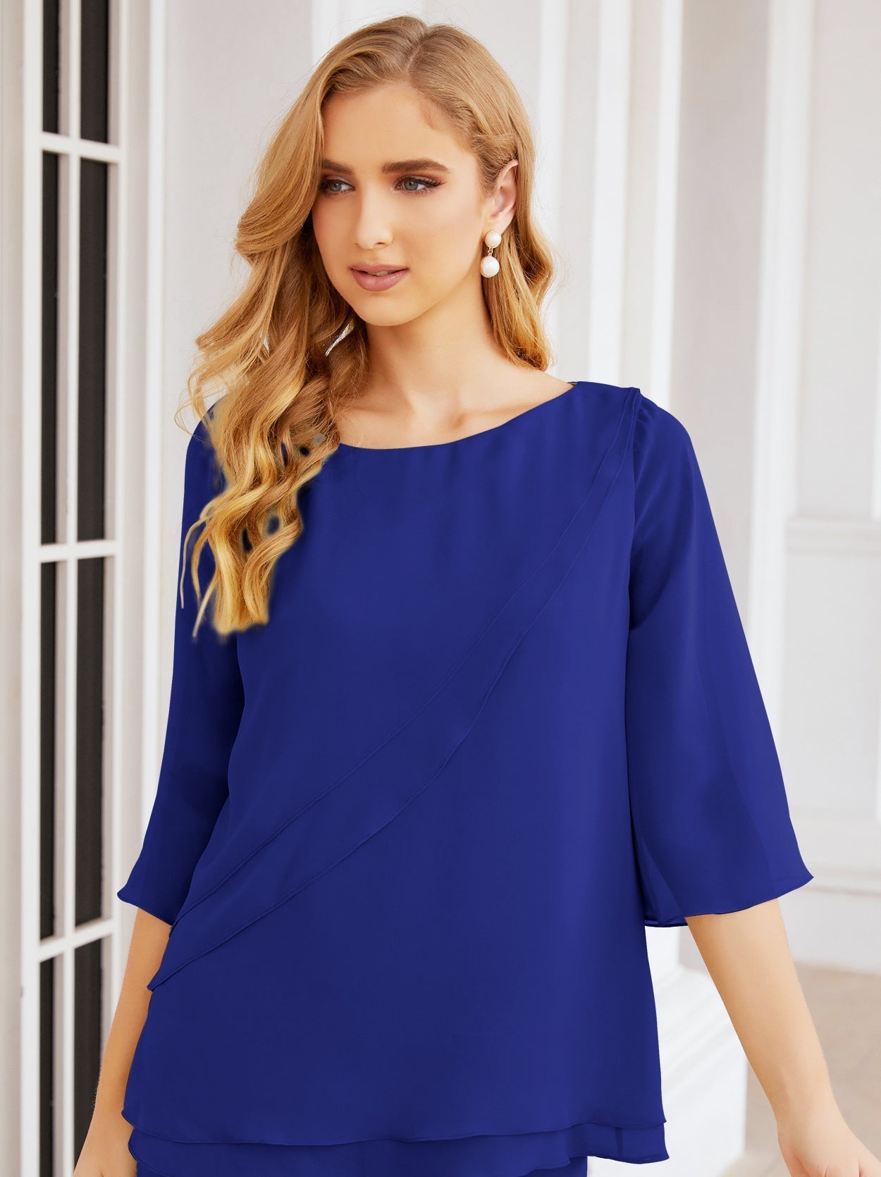 Baoleely Élégante robe mère de la mariée 2 pièces, grande taille, pantalon, volants, couches argentées, peignoir 28064
