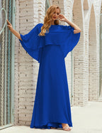 Vestido de dama de honor Sunderly para mujer, manga larga, cuello en V, de gasa, vestido formal de fiesta de boda SY28018