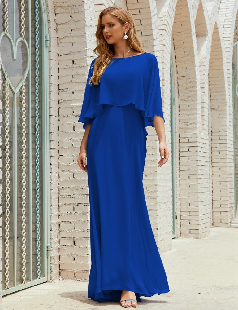 Vestido de dama de honor Sunderly para mujer, manga larga, cuello en V, de gasa, vestido formal de fiesta de boda SY28018