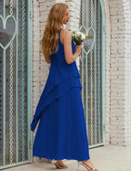 Vestido largo de gasa de talla grande para la madre de la novia, vestido de gala para dama de honor, vestido de graduación SY28019