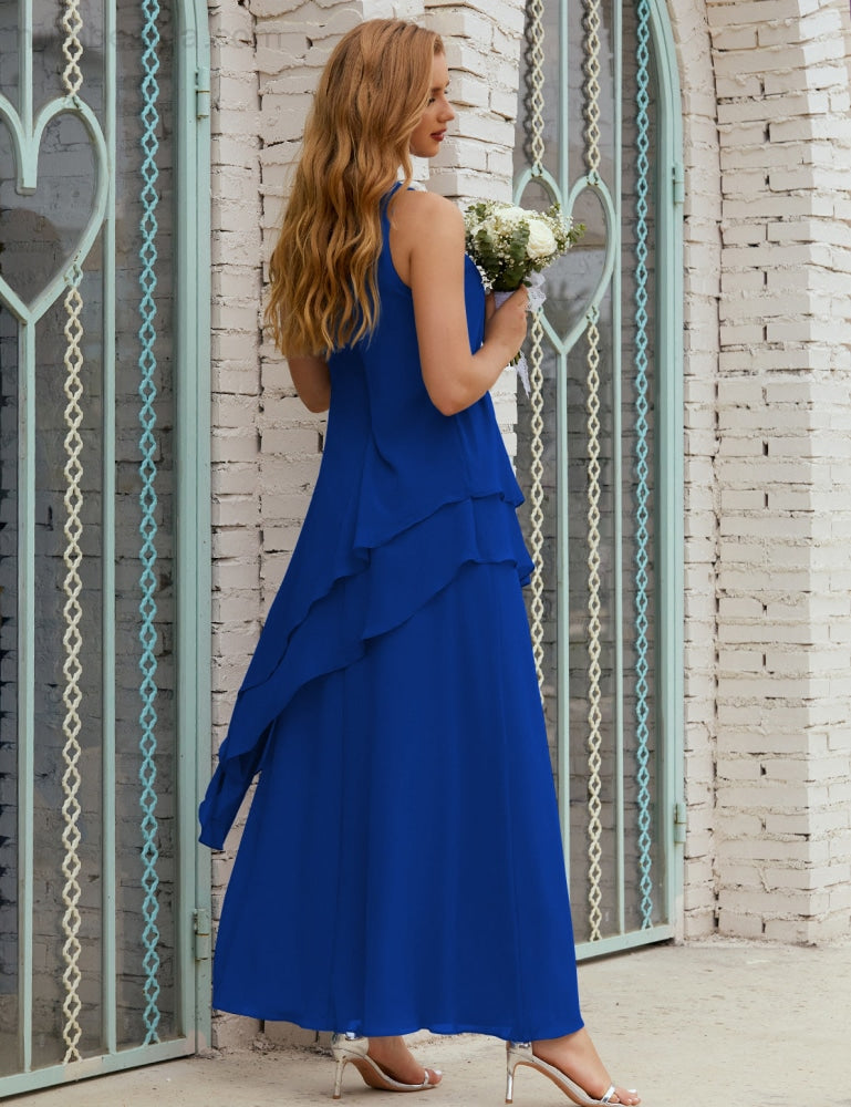 Vestido largo de gasa de talla grande para la madre de la novia, vestido de gala para dama de honor, vestido de graduación SY28019