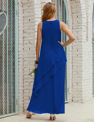 Vestido largo de gasa de talla grande para la madre de la novia, vestido de gala para dama de honor, vestido de graduación SY28019