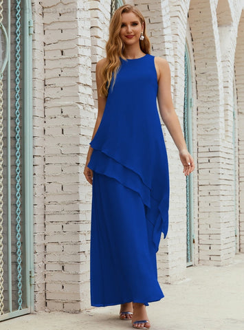 Vestido largo de gasa de talla grande para la madre de la novia, vestido de gala para dama de honor, vestido de graduación SY28019