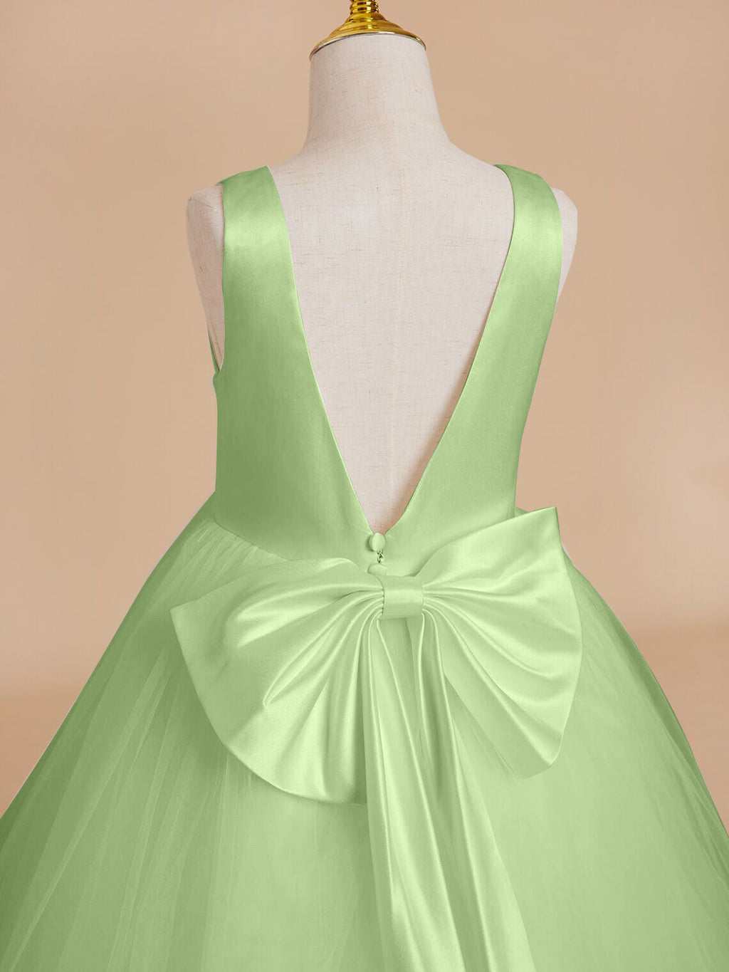 Vestido clásico blanco de corte A sin mangas para niña de las flores, de satén y tul 