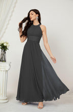 Robe de soirée formelle Baoleely en mousseline de soie, col licou, longue, sans manches, robe de demoiselle d'honneur 2802 