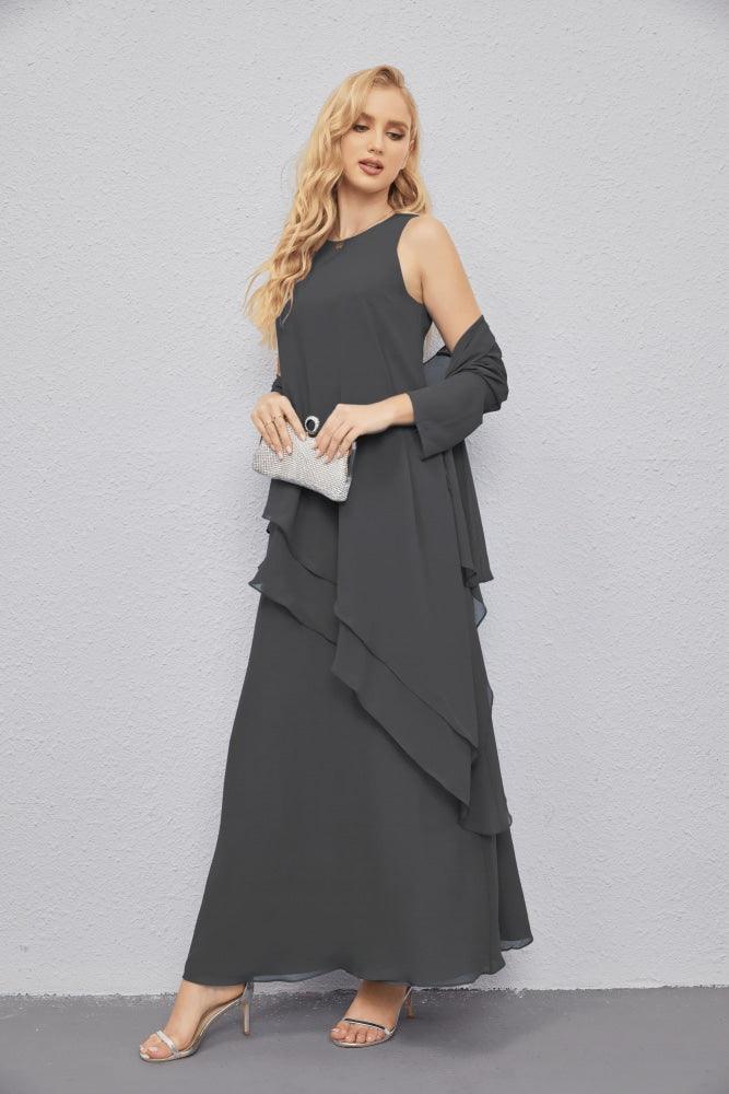 Vestidos de madre de la novia con cárdigan ligero abierto al frente, vestido formal de fiesta 28081 