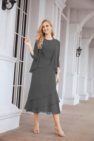 Vestido de fiesta formal de dos piezas corte A para la madre de la novia Sunderly SY28072