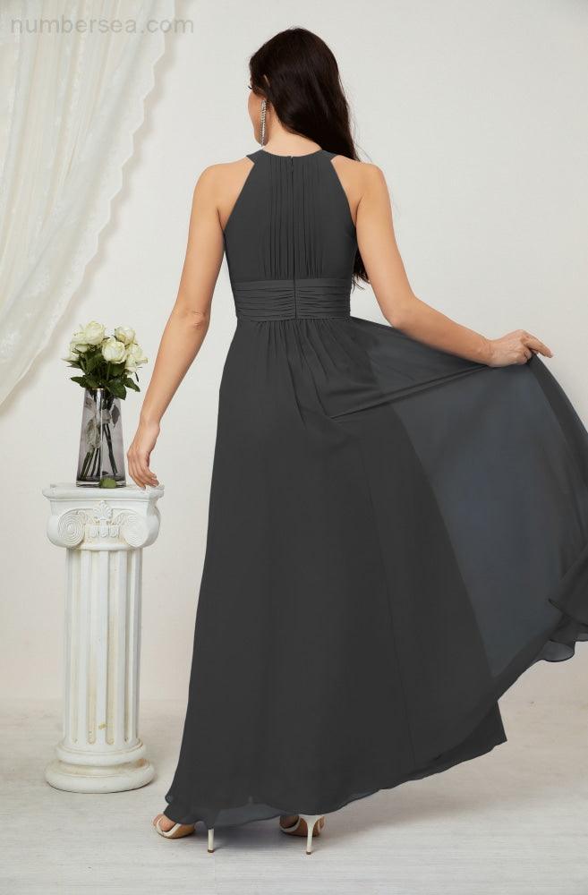 Robe de soirée formelle Baoleely en mousseline de soie, col licou, longue, sans manches, robe de demoiselle d'honneur 2802 