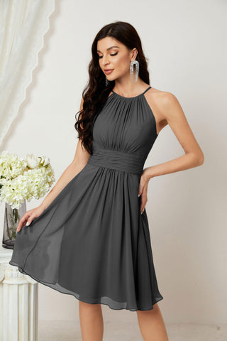 Vestidos de fiesta de bienvenida con cuello halter, vestido formal de cóctel para noche 28011 