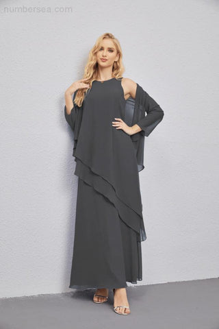 Vestidos de madre de la novia con cárdigan ligero abierto al frente, vestido formal de fiesta 28081 