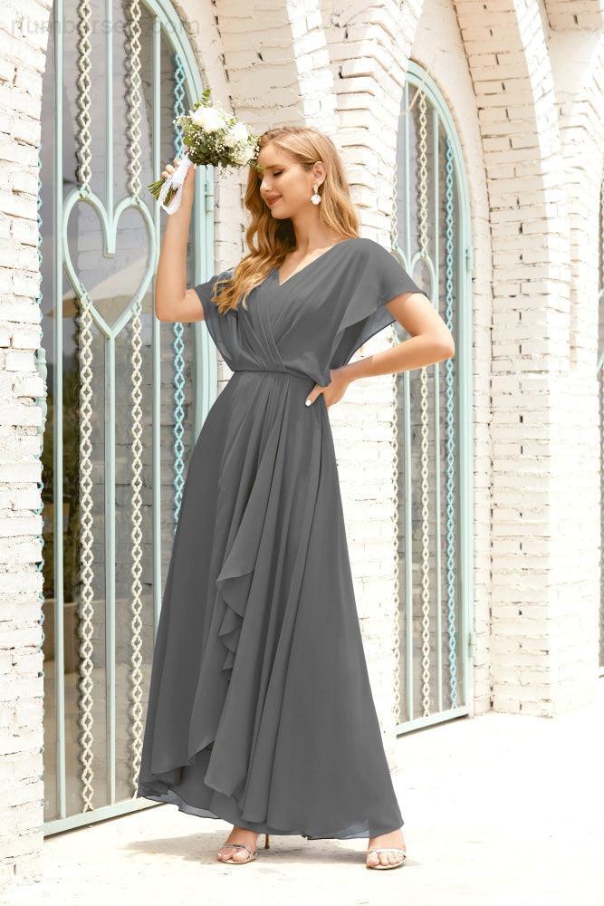 Vestido Baoleely para la madre de la novia, talla grande, escote en V, largo hasta el suelo, formal, para invitada de boda 28020