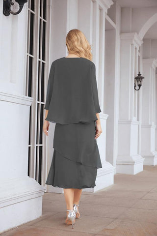 Vestido de fiesta formal de dos piezas corte A para la madre de la novia Sunderly SY28072