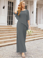 Vestido largo de fiesta formal Sunderly para la madre de la novia con capa de volantes SY28026