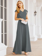 Robe de demoiselle d'honneur Sunnderly, robe de bal formelle à cape, robe dos nu pour la mère de la mariée SY28058 