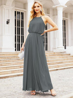 Baoleely  Halter Long Bridesmaid Dresses Formal A line Juniors Dress 28029
