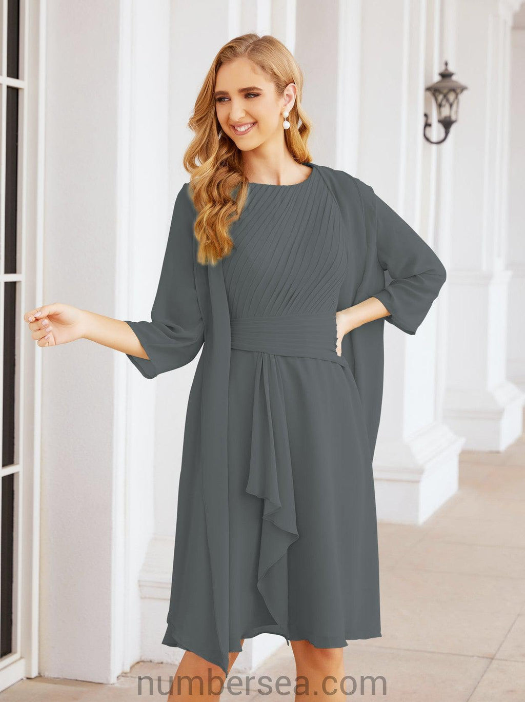 Vestidos de la madre de la novia de Sunderly, vestido de graduación, vestido plisado informal SY28065