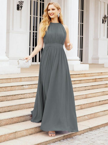 Baoleely Halter Bridesmaid Dress Empire Waist Formal Evening Prom Gown for Mother of The Bride 28030
