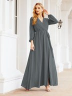 Vestido de dama de honor de gasa para mujer Sunderly, corte en A, manga larga, vestido de noche formal para invitada de boda SY28032 