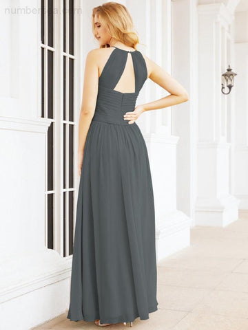 Baoleely Sleeveless Bridesmaid Dresses Long Prom Gown Zipper with Keyhole Back 28056